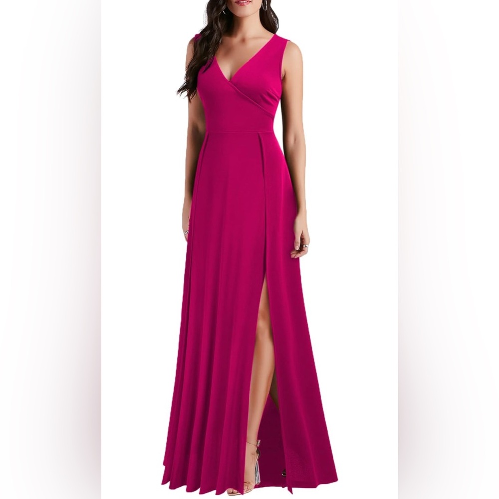 NWOT MUSHARE Women V Neck Sleeveless Split Formal Cocktail Party Prom Long Dress